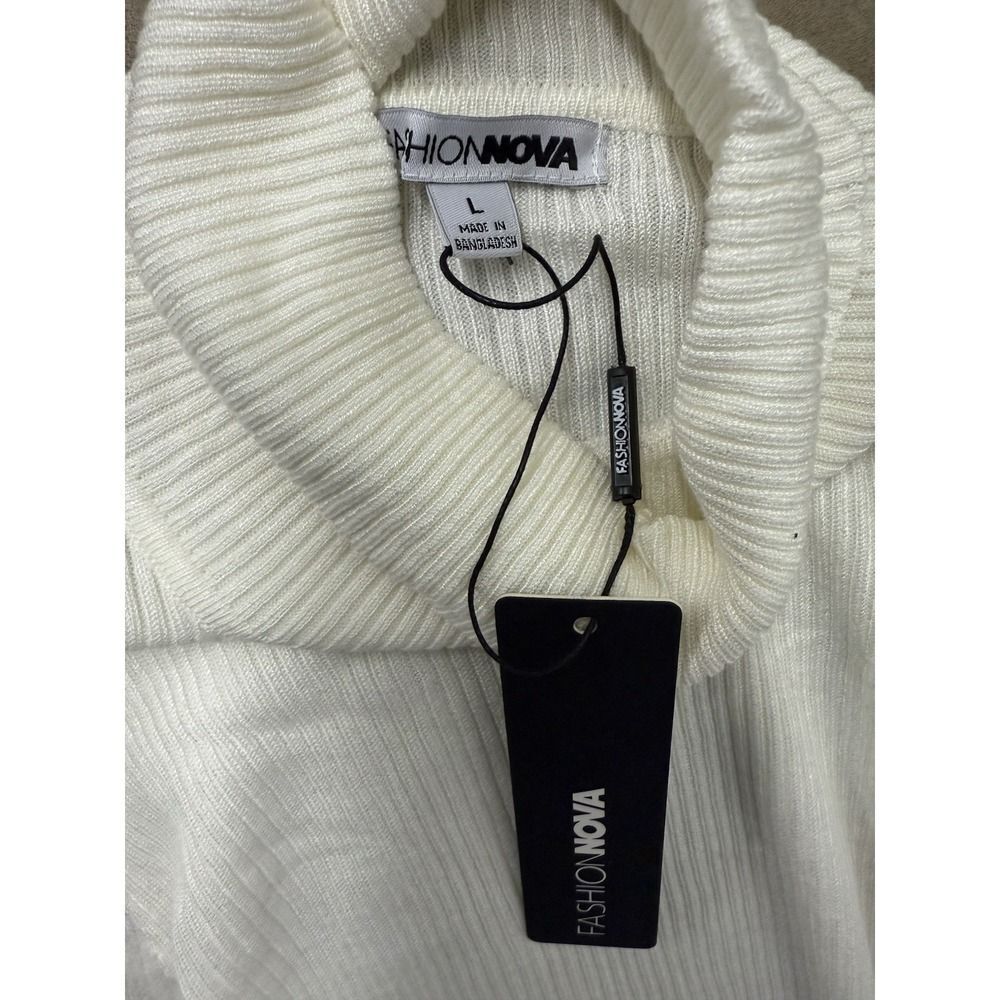 Fashion Nova Women's Ivory/White Ribbed Turtleneck Sweater Long Sleeve. Sz L.NWT - Picture 5 of 12